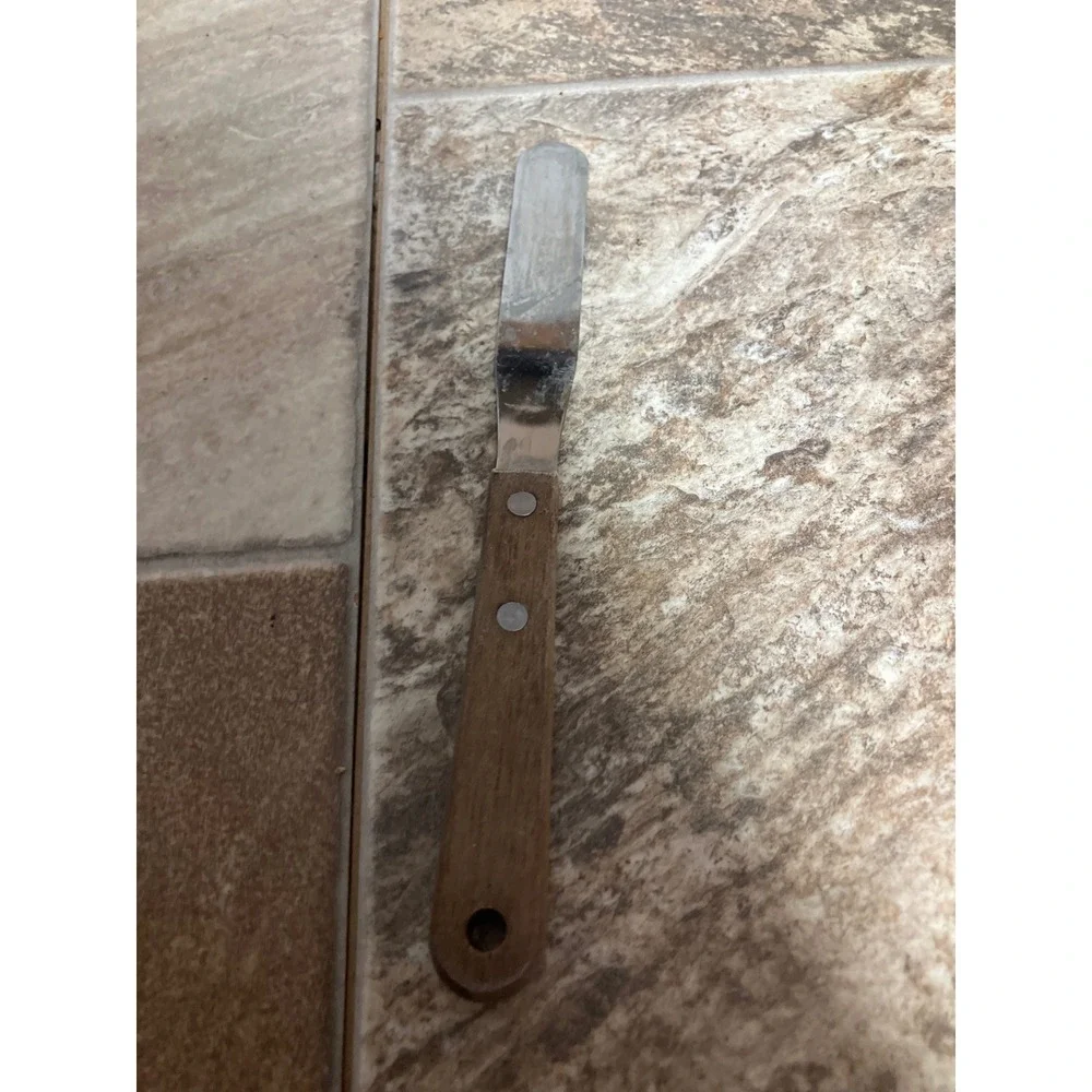 Stainless Steel Offset Palette Knife Spatula with Wood Handle 8.5 Inch